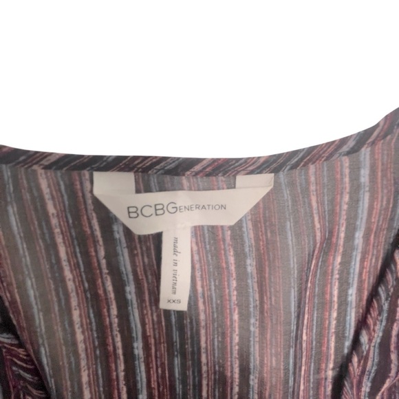 BCBGeneration Ruffle Front Pirate SHEER STRIPED BLOUSE BELL SLEEVES XXS - Picture 8 of 13
